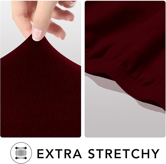 PureFit Super Stretch Sofa Slipcover – Spandex Non Slip Soft Couch Sofa Cover, Washable Furniture Protector with Non Skid Foam and Elastic Bottom for Kids, Pets (Oversized, Wine)