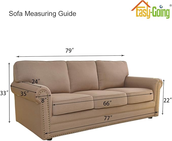 Easy-Going Stretch Sofa Slipcover 1-Piece Sofa Cover Furniture Protector Couch Soft with Elastic Bottom for Kids, Polyester Spandex Jacquard Fabric Small Checks (Sofa, ASH Rose)