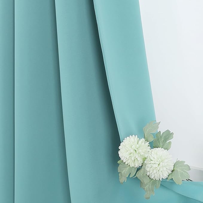 ChrisDowa Blackout Curtains 84 inches Long for Bedroom - 2 Panels Set Grommet Thermal Insulated Room Darkening Curtains for Living Room (Aqua, 52 x 84 Inch)