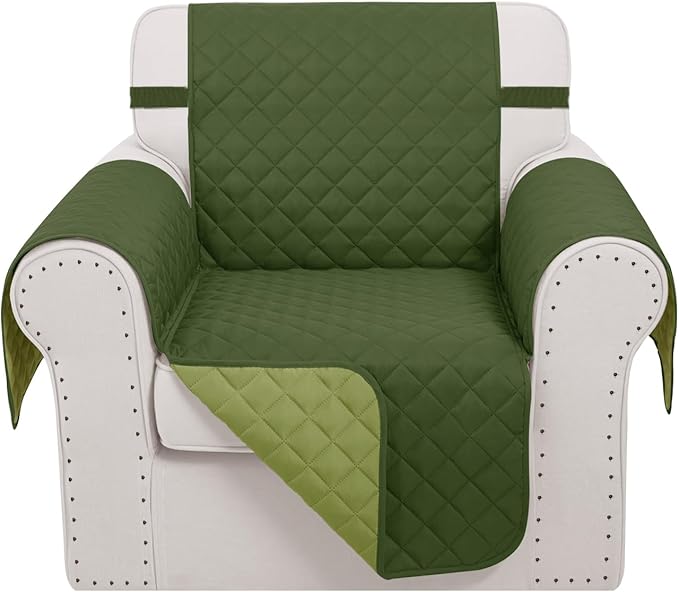Recliner Chair Covers Reversible Sofa Cover Couch Cover for Pets Lazy Boy Furniture Protector(23''Chair,Huntergreen/Sage)