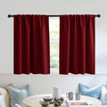 RYB HOME Blackout Bathroom Window Curtains, Short Thermal Insulated Heat Blocking Rod Pocket Half Window Curtain Tiers for Nursery Bedroom, Width 42 by Length 30, Burgundy Red, 2 Panels