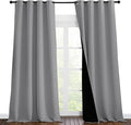 NICETOWN Total Shade Curtains and Draperies, Heavy-Duty Full Light Shading Drapes with Black Liner Backing for Villa/Hall/Dorm Window（Silver Grey, Package of 2 Panels, 55 inches Wide x 96 inches Long