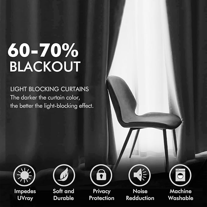 MIULEE 2 Pieces Greyish White Velvet Curtains Exquisite & Elegant Grommet Thermal Soundproof Room Darkening Light Blocking Drapes for Living Room Bedroom 52 x 96 Inch Length