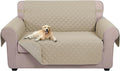 U-NICE HOME Loveseat Sofa Cover Reversible Couch Cover for Dogs with Elastic Straps Water Resistant Furniture Protector for Pets for 2 Cushion Couch (Loveseat, Sand/Beige)