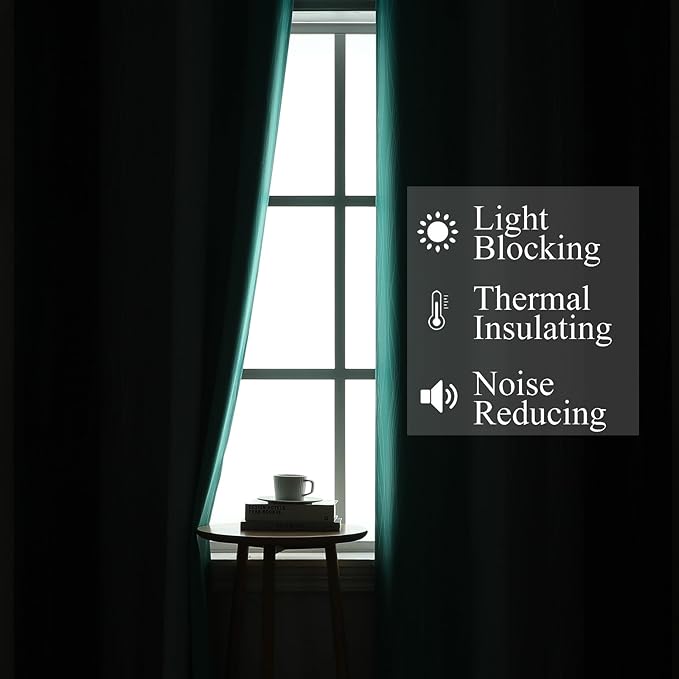 Estelar Textiler Navy Blue and Teal Blackout Curtains 54 Inch Length, Full Light Blocking Gradient Grommet Drapes for Living Room, Thermal Insulated Ombre Curtains for Bathroom,52Wx54L,2 Panels