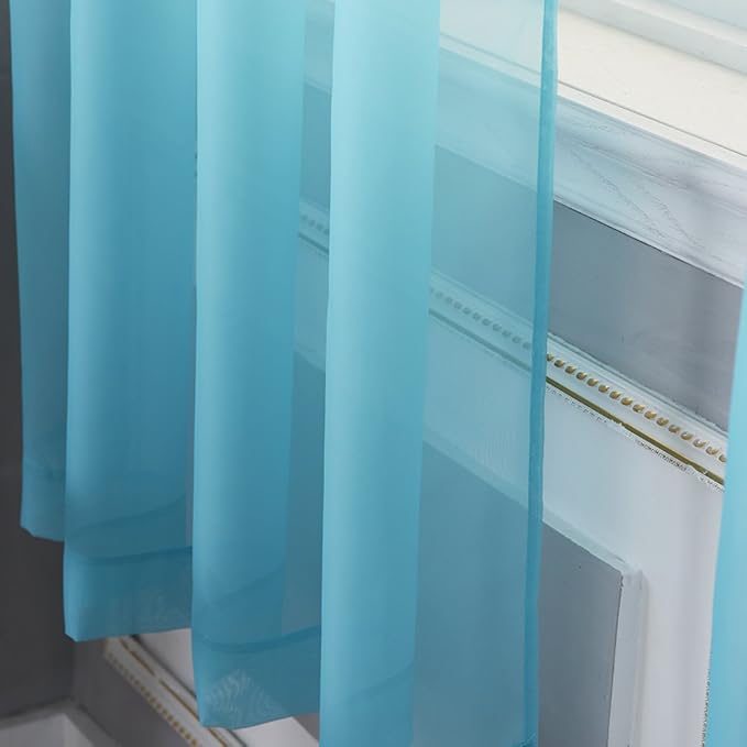 NICETOWN Sheer Curtains for Bedroom Windows 84 inch Length, Grommet Casual Voile Sheer with Light Filter Window Treatments for Nursery/Living Room, Baby Blue, Set of 2, 54" Wide