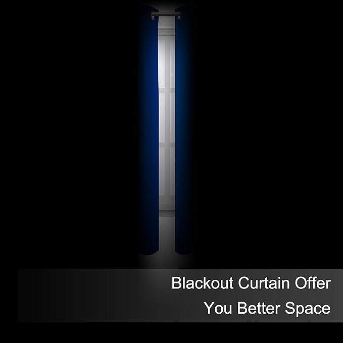 LEMOMO Royal Blue Thermal Blackout Curtains/52 x 54 Inch/Set of 2 Panels Room Darkening Curtains for Bedroom