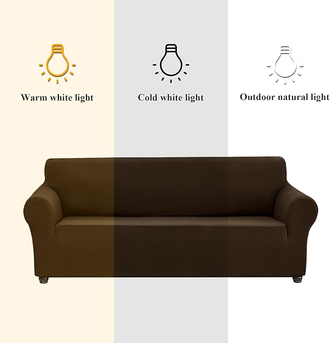 Joccun Stretch Chair Couch Cover,1-Piece Sofa Slipcover Spandex Jacquard Fabric Sofa Covers with Elastic Bottom,Washable Furniture Protector for Dogs, Cats, Kids (Armchair,Seal Brown)