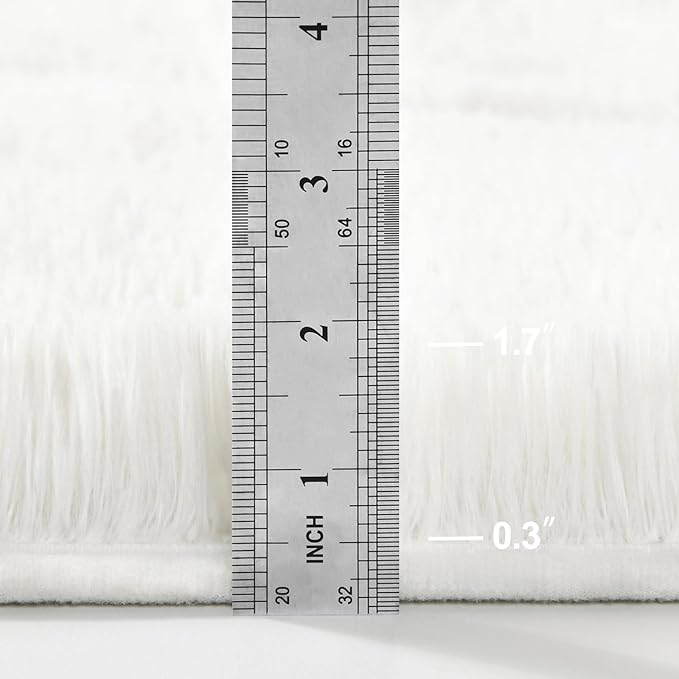 Large Shag Area Rugs 5 x 8, Plush Fuzzy Rugs for Living Room, Ultra Soft Fluffy Furry Rug for Bedroom, Indoor Carpet Nursery Rugs for Kids Room Home Decor, White