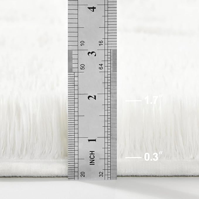 Deerhoo Large Shag Area Rugs 9 x 12, Plush Fuzzy Rugs for Living Room, Ultra Soft Fluffy Furry Rug for Bedroom, Indoor Carpet Nursery Rugs for Kids Room Home Decor, Cream White