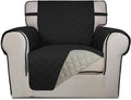 PureFit Reversible Quilted Sofa Cover, Water Resistant Slipcover Furniture Protector, Washable Couch Cover with Non Slip and Elastic Straps for Kids, Dogs, Pets (Chair, Black/Beige)