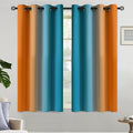 Yakamok Orange and Blue Blackout Curtains, Ombre Full Room Darkening Window Curtains for Living Room,Grommet Thermal Insulated Drapes,Light Blocking Curtains for Girls Bedroom,52x54 Inch, 2 Panels