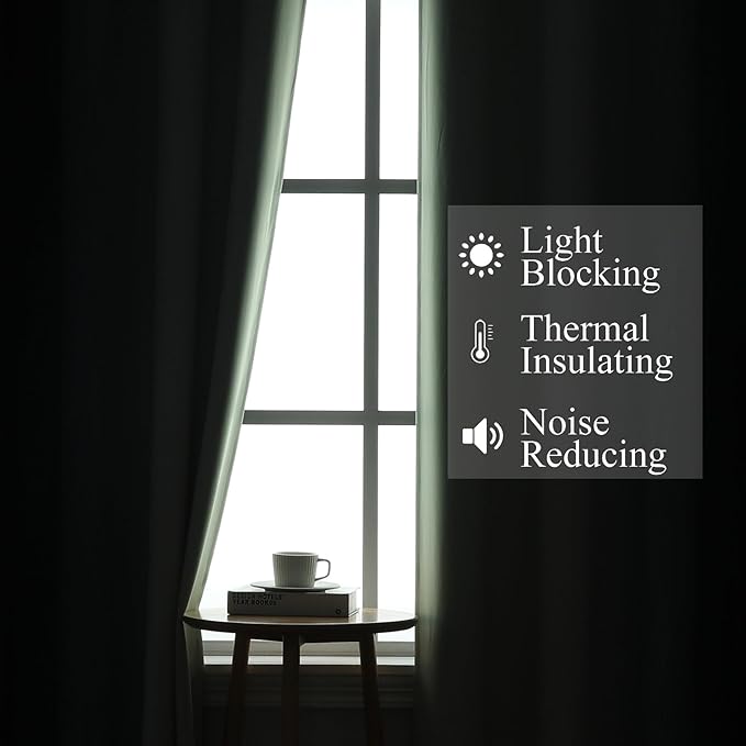 Estelar Textiler Navy Blue and Sage Green Ombre Blackout Curtains for Bedroom, Thermal Insulated Full Room Darkening Grommet Gradient Drapes for Living Room, 42Wx84L, 2 Panels