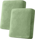 Couch Cover Stretch Velvet Sofa Cushion Cover 2-Piece - Elastic Washable Slipcover for Seat or Backrest, Couch Seat Covers for Sofas (Avocado Green)