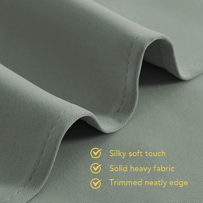 NICETOWN Bedroom Curtains Blackout Drapery Panels, 2 Panels, 70 x 108 inches, Greyish Green, Three Pass Microfiber Thermal Insulated Solid Ring Top Blackout Window Curtains/Drapes