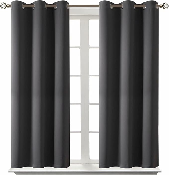 BGment Blackout Curtains for Bedroom - Grommet Thermal Insulated Room Darkening Curtains for Living Room, Set of 2 Panels (38 x 54 Inch, Dark Grey)