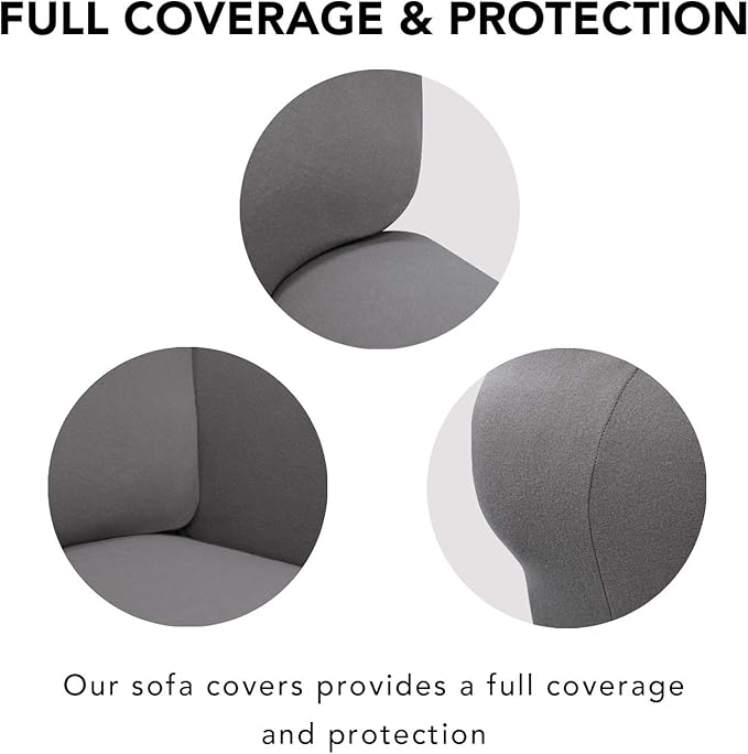 PureFit Super Stretch Sofa Slipcover – Spandex Non Slip Soft Couch Sofa Cover, Washable Furniture Protector with Non Skid Foam and Elastic Bottom for Kids, Pets （Loveseat, Light Gray）