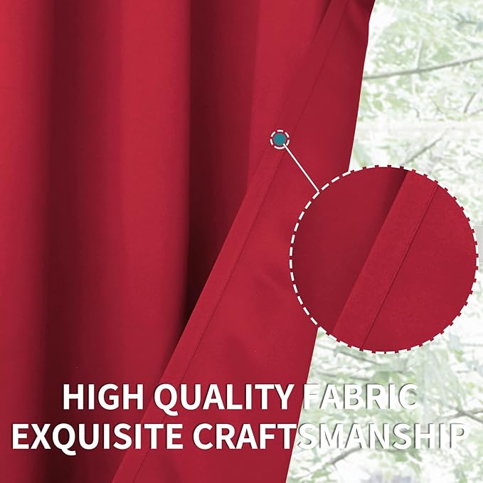 BGment Room Darkening Curtains 63 Inches Long - Grommet Thermal Insulated Drapes Window Treatment Curtains for Bedroom, 2 Panels, 70 x 63 Inch, Red