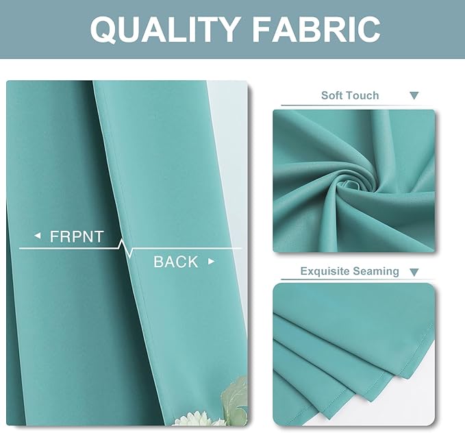 ChrisDowa Blackout Curtains 70 inches Wide for Bedroom - 2 Panels Set Extra Wide Grommet Thermal Insulated Room Darkening Curtains for Living Room (Aqua, 70 x 63 Inch)