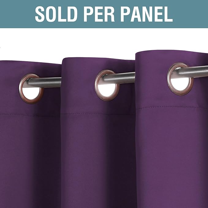 H.VERSAILTEX Preminum Blackout Curtains for Living Room/Patio Door Thermal Insulated Window Treatment Curtain Panels for Bedroom, Girls Bedroom Curtains - 52 x 96 in Long , Plum Purple (1 Panel)