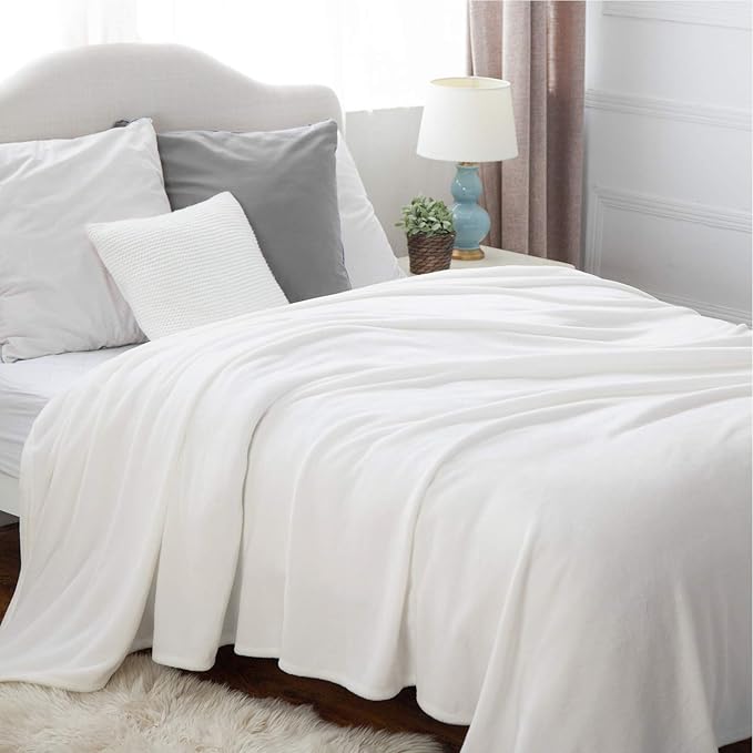 Bedsure GentleSoft Fleece Blankets King Size White - Bed Blanket Soft Lightweight Plush Cozy Fuzzy Luxury Microfiber, 108x90 inches