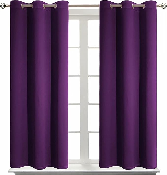 BGment Blackout Curtains for Bedroom - Grommet Thermal Insulated Room Darkening Curtains for Living Room, Set of 2 Panels (38 x 54 Inch, Royal Purple)