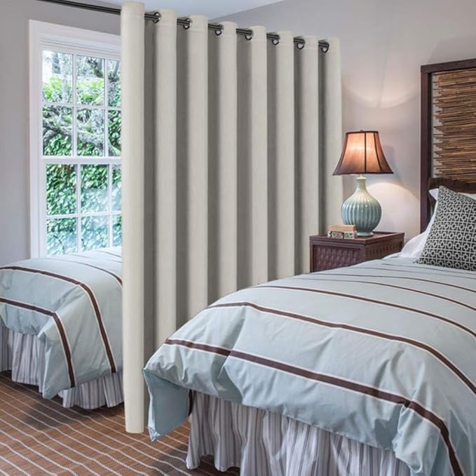 H.VERSAILTEX Blackout Patio Curtains 100 x 96 Inches for Sliding Door Extral Wide Blackout Curtain Panels Thermal Insulated Room Divider - Grommet Top, 8' Tall by 8.5' Wide - Ivory/Cream