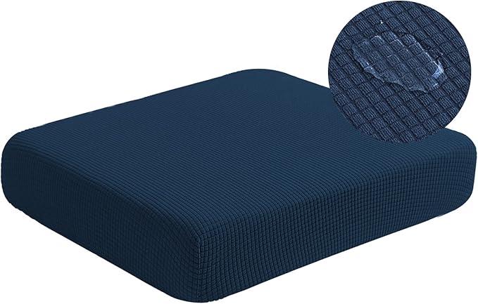 Water Resistant Sofa Cushion Slipcovers, RV Seat Cushion Covers High Stretch Furniture Protector, Washable Covering Coats for Camper (Chair Cushion, Navy)
