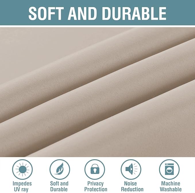 H.VERSAILTEX Blackout Curtain for Living Room Thermal Insulated Window Treatment Curtain Extra Long 84 inch Length Energy Saving Solid Grommet Top Blackout Drape, One Panel, Fog, 52" W x 84" L
