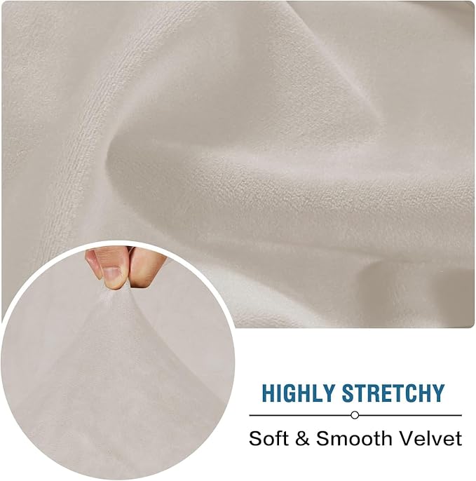 H.VERSAILTEX Velvet Stretch Couch Cushion Cover Plush Cushion Slipcover for Chair Cushion Furniture Protector Seat Cushion Sofa Cover (1 Piece Armchair Cushion Covers, Oatmeal)
