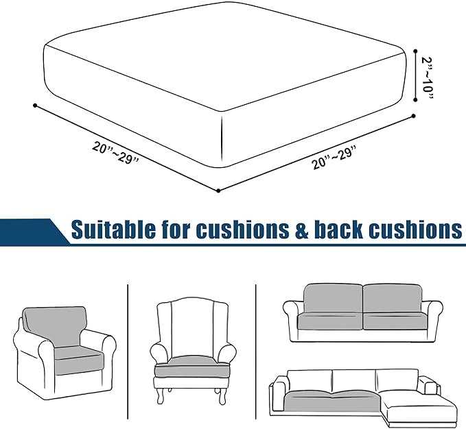 SICHOWEL Water-Repellent Sofa Cushion Covers Jacquard High Stretch Fabric Chair Cushion Furniture Protector for Living Room, Washable Sofa Seat Slipcover, 1 Seater (Small, Black) (1)
