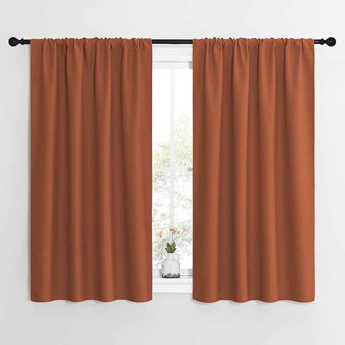 NICETOWN Blackout Curtains and Drapes - Thermal Insulated Solid Rod Pocket Blackout Draperies/Panels (Burnt Orange, 1 Pair, 42 by 54 inches)