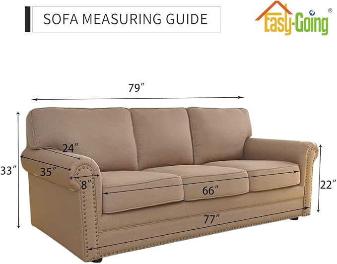 Easy-Going Reversible Couch Cover for 3 Cushion Couch Sofa Cover for Dogs Water Resistant Furniture Protector Cover with Foam Sticks Elastic Straps for Pet Cat (Sofa, Greyish Green/Beige)
