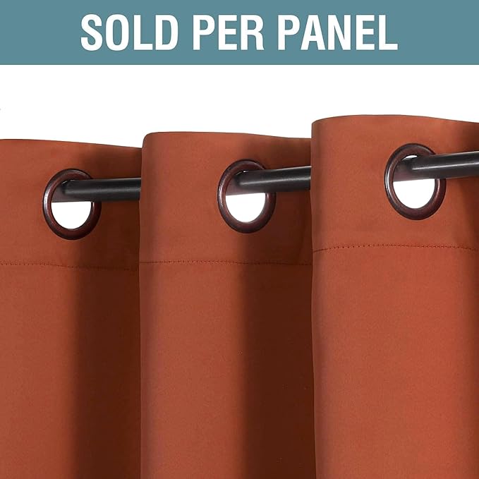 H.VERSAILTEX Ultra Soft Blackout Curtains for Bedroom 84 Inches Thermal Insulated Window Curtain for Living Room, Energy Efficicent Grommet Window Treatment Panel - Orange (1 Panel), 52'W x 84'L