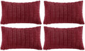 Fancy Homi 4 Packs Burgundy Decorative Throw Pillow Covers 12x20 Inch for Living Room Couch Bed, Holiday Christmas Home Decor Gift, Soft Plush Corduroy Cute Square Accent Cushion Case 30x50 cm