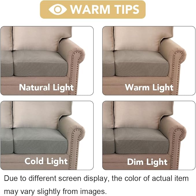 H.VERSAILTEX Stretch Couch Cushion Covers Individual Seat Sofa Chair Slipcovers Cushion Protector Cover Featuring Jacquard Textured Twill Fabric(1 Cushion Chair Cover, Taupe)