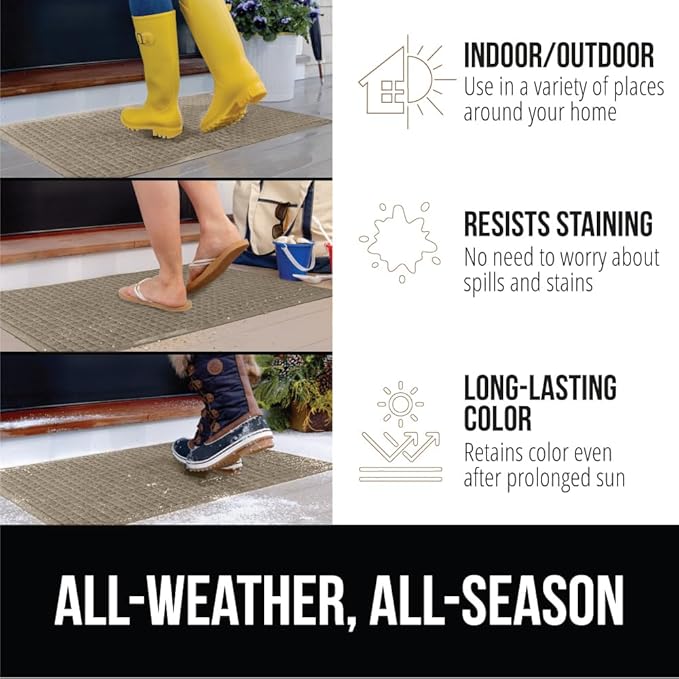GORILLA GRIP® Ultra Absorbent Front Door Mat Outside Entrance, Traps Dirt and Moisture, HydroABSORB Indoor Outdoor Doormat Holds Up to 1.7 Cups Water, Stain and Fade Resistant Welcome Mat, 29x17 Beige