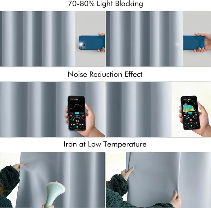 MIULEE Light Blue Back Tab Blackout Curtains 108 Inch Long 2 Panels Set for Bedroom, Rod Pocket/Pinch Pleat Extra Long Thermal Insulated Living Room Darkening Pleated Light Blocking Drapes