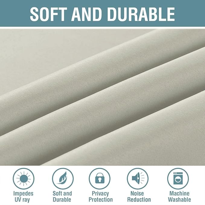 H.VERSAILTEX Blackout Curtain for Living Room Thermal Insulated Window Treatment Curtain Extra Long 96 inch Length Energy Saving Solid Grommet Top Blackout Drape, One Panel, Pale Oak, 52" W x 96" L