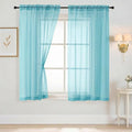 Sheer Curtains 63 Inch Length 2 Panels, Voile Sheer Curtain for Living Room, Breathable Light Filtering Modern Window Treatments, Soft Fabric Dual Rod Pocket Drapes, Aqua, 2x42Wx63L Inches