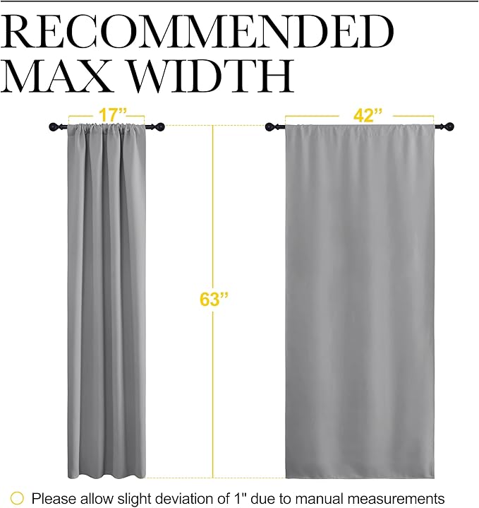NICETOWN Blackout Curtains Panels for Window - Thermal Insulated Rod Pocket Blackout Drapes/Draperies for Living Room (2 Panels, W42 x L63 inches, Silver Grey)