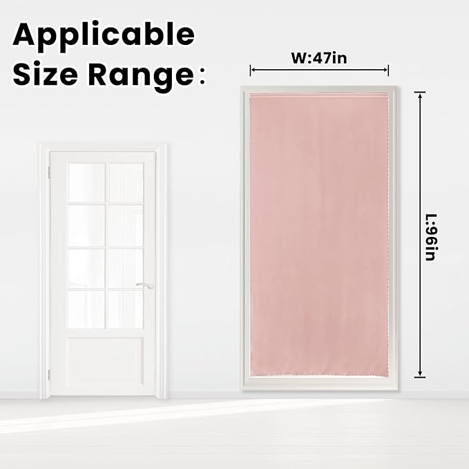 Self Adhesive Curtains, Stick Curtain Blackout Shades Window Cover Curtains for Living Room No Drilling, 47" W X 96" L, Pink, 1 Panel