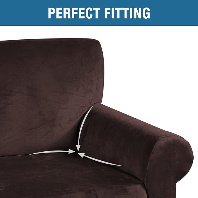 H.VERSAILTEX Stretch Velvet Sofa Covers Large Couch Covers Sofa Slipcovers Furniture Protector Soft with Non Slip Elastic Bottom, Feature Thick Comfy Rich Velour (Extra Wide Sofa 98"-105", Chocolate)