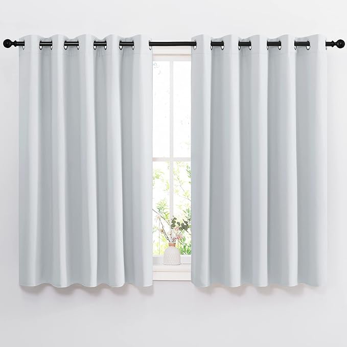 NICETOWN Greyish White Room Darkening Curtains - Window Treatment Thermal Insulated Grommet Room Darkening Curtains/Drapes for Bedroom (2 Panels, 66 by 54, Greyish White)