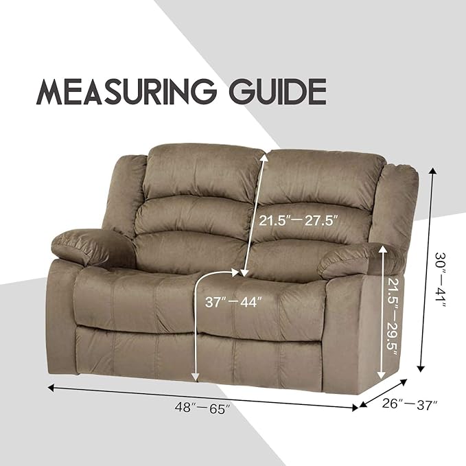 ULTICOR Reclining Love Seat Sofa Cover (6 Piece, Taupe), 48-65'' L, Velvet Stretch, Soft, Washable