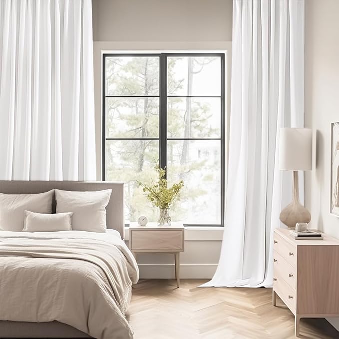 MIULEE Pure White Back Tab Blackout Curtains 120 Inch Long 2 Panels Set for Bedroom, Rod Pocket/Pinch Pleated Extra Long Thermal Insulated Living Room Darkening Light Blocking 10FT Drapes
