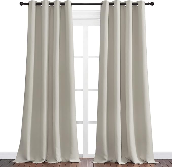 NICETOWN Natural Room Darkening Curtains 90" Long for Boho Farmhouse Home Decoration, Window Treatment Total Privacy Drape Panels for Bedroom Guest Room (55" Wide, Set of 2)