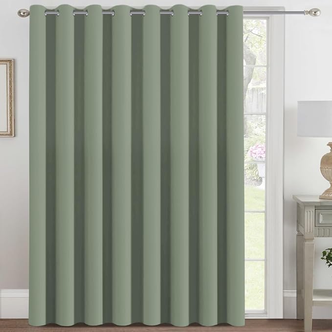 H.VERSAILTEX Blackout Patio Curtains 100 x 96 Inches for Sliding Door Extral Wide Blackout Curtain Panels Thermal Insulated Room Divider - Grommet Top, 8' Tall by 8.5' Wide - Cyan