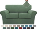 Turquoize 3 Piece Sofa Covers for 2 Cushion Couch Sofa Slipcover Soft Couch Cover for Dogs-Washable Sofa Furniture Covers with 2 Individual Cushion Covers, Jacquard Fabric (Loveseat, Loden Frost)