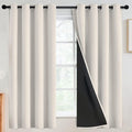 SimpleHome 100% Blackout Curtains for Bedroom,Thermal Insulated Grommet Window Drapes Room Darkening Cream Curtains for Living Room with Black Back,52 x 63 Inch,2 Panels